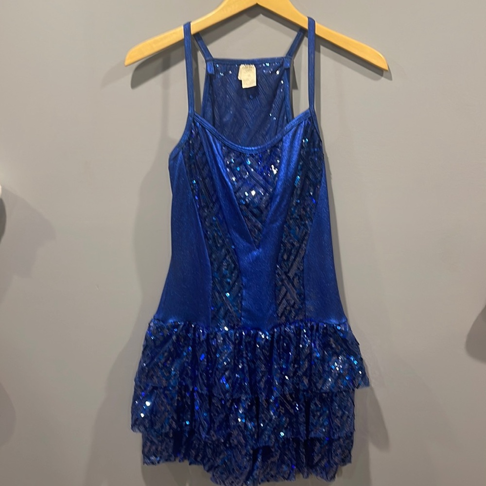 A wish come true costume. Navy blue with blue sequins all over.